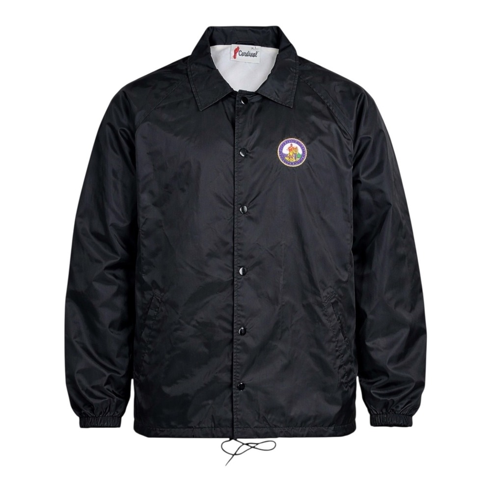 Cardinal Black Coach Jacket Chickasaw Nation Veterans Snap Button‎ Nylon XL